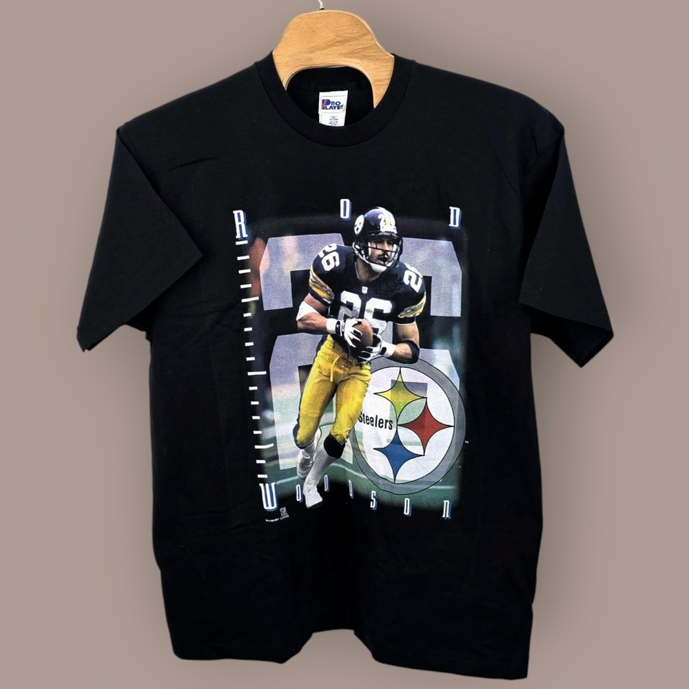 Vintage Pittsburgh Steelers Rod Woodson Shirt Size XXL Black Pro Player Football